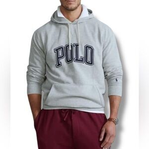 POLO RALPH LAUREN BIG & TALL MEN Collegiate Logo Fleece Hoodie Heather 4XLT NWOT